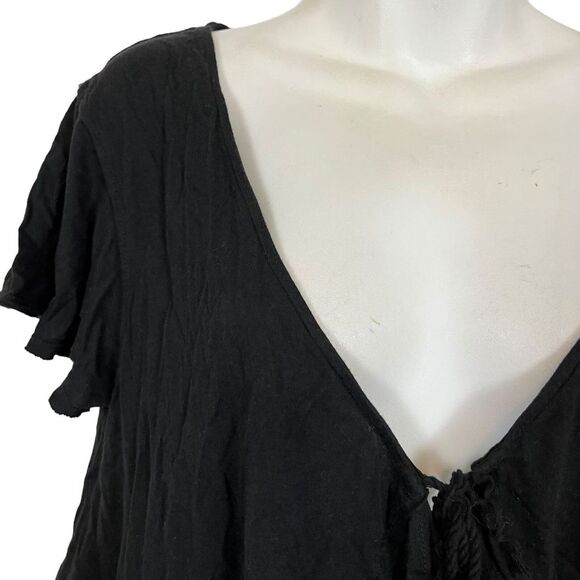 WE THE FREE People Black Burnout Fairy Front Tie Top Cardigan Whimsigoth sz XS - Picture 14 of 16
